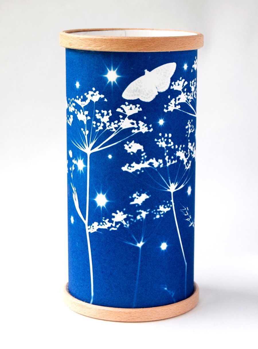 Fennel and moths starlight Cyanotype lantern