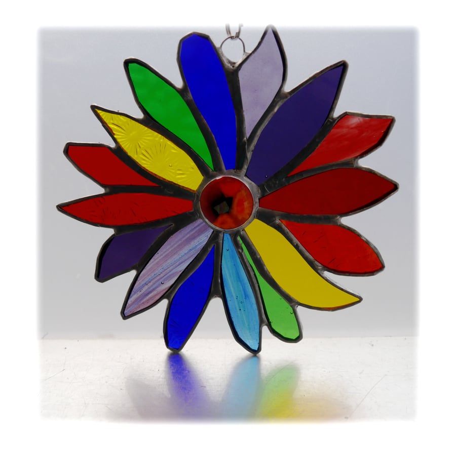 Rainbow Flower Stained Glass Suncatcher 056