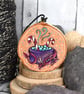 The candy cane cauldron dragon pyrography hanging wood slice decoration - Image 3