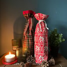Pair of Christmas Fabric Bottle Gift Bags