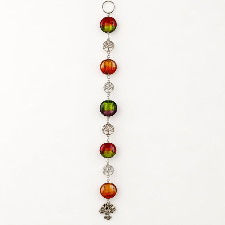 Autumn Beaded Hanging Decoration with Silver Tree of Life Charm