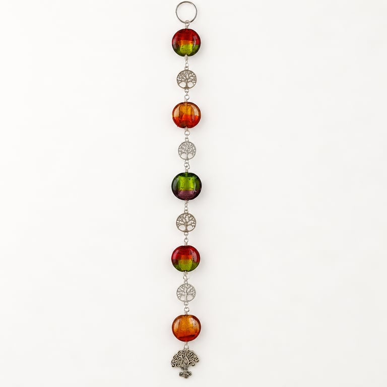 Autumn Beaded Hanging Decoration with Silver Tree of Life Charm
