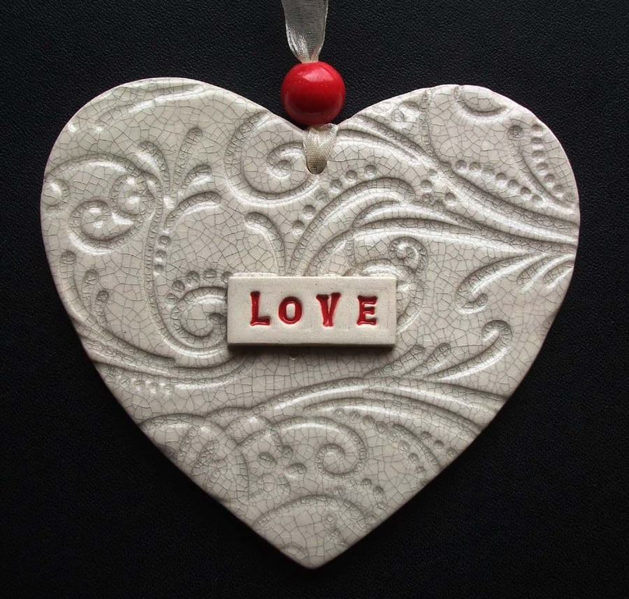 LOVE ceramic heart decoration