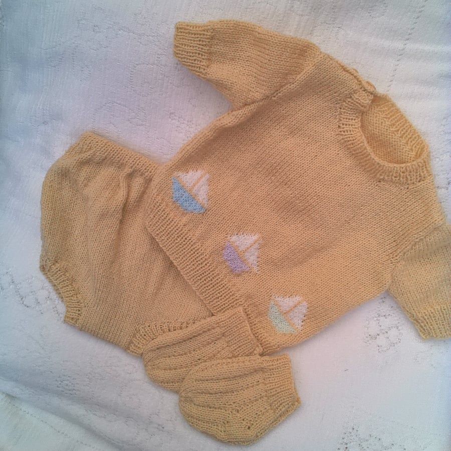 Boys 3 Piece Jumper with Sail Boats Pants and Socks Set, Baby's Clothes