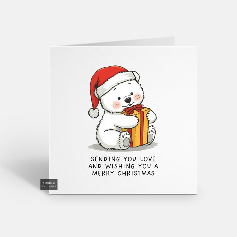 Unique Funny Christmas Card - Cute Xmas Greeting - Bear 
