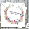 Personalised Birthday Card - Watercolour Print - Wreath