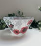 Decoupage Glass Bowl, Poppy, Upcycled - Image 2