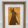 Rabbit linocut