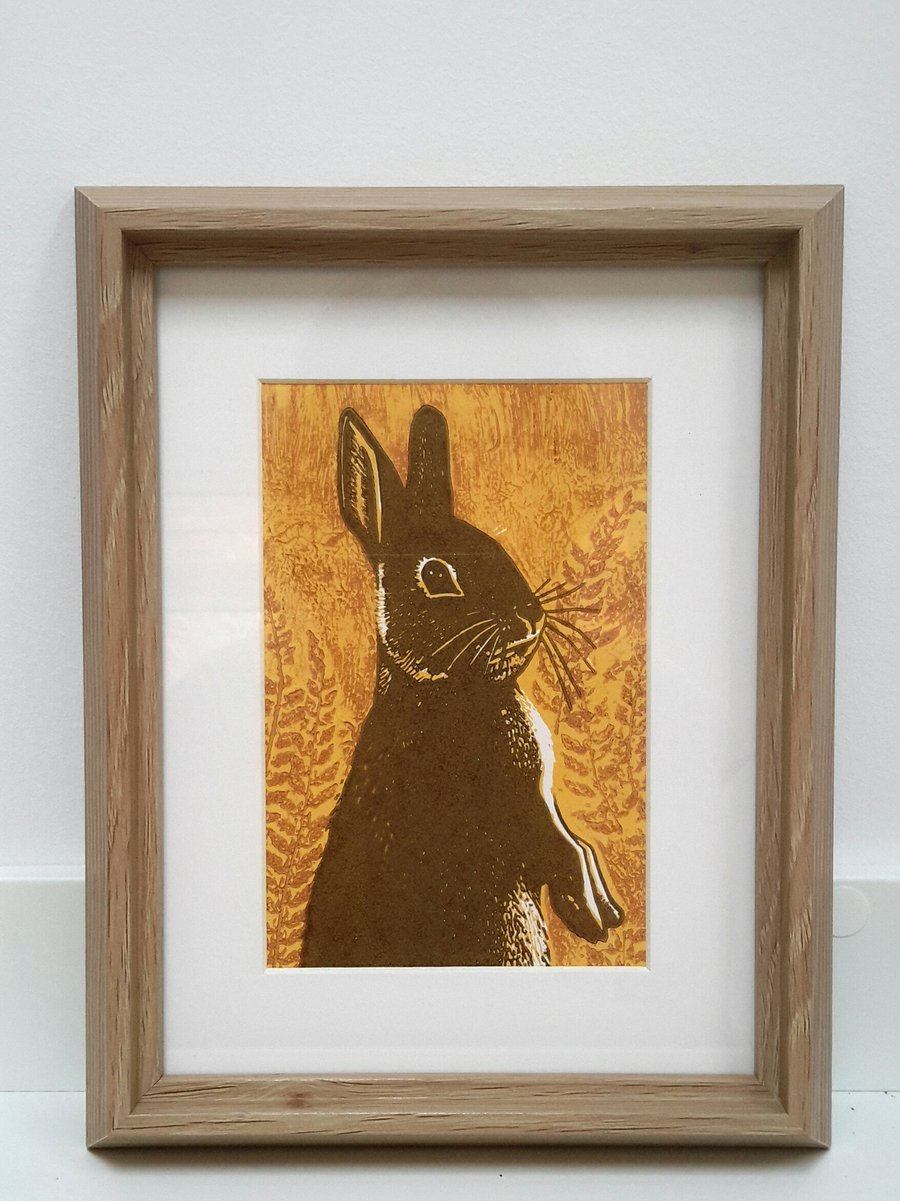 Rabbit linocut