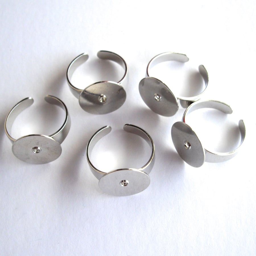 5 Silver Plated Quality Adjustable Ring Blanks