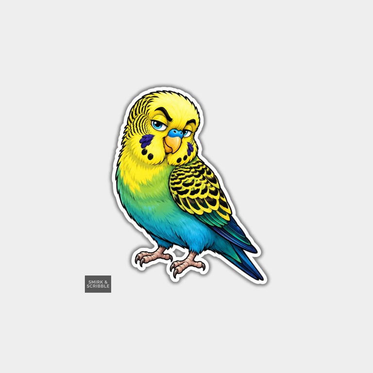 Funny Vinyl Die Cut Sticker For Adults - Cute Posing Budgie