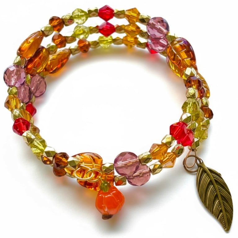Autumn colours Memory Wire Stacking Bracelet,