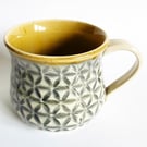 Grey Patterned Mug - Hand Thrown Stoneware Ceramic Mug