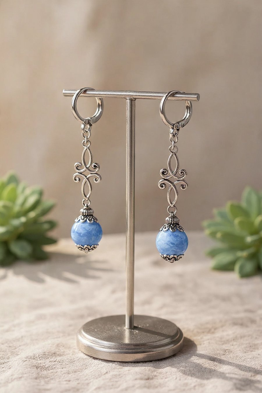 Agate Earrings Blue Lace 