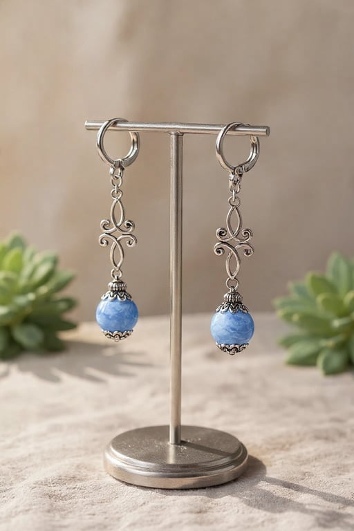 Agate Earrings Blue Lace 