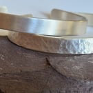 Men's Satin Sterling Silver Cuff Bracelet: handmade, recycled, textured