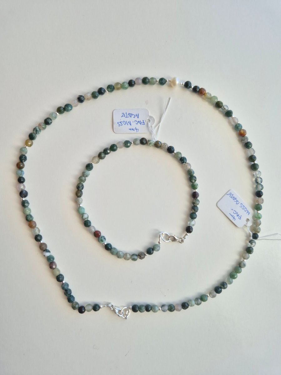Green Agate Necklace and Bracelet 