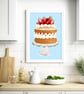 Victoria Sponge Cake A4 Art Print - Image 4