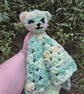 Handmade Crochet Bear Lovey - Soft Green and Yellow Baby Security Blanket 
