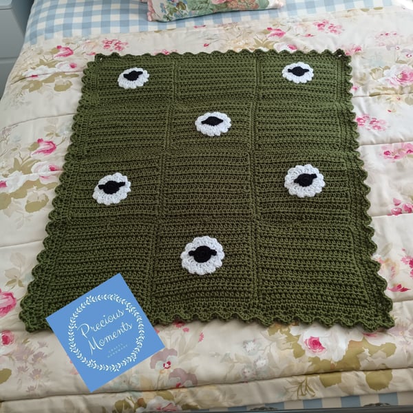 Crochet baby blanket, sheep blanket, christening gift, baby gift