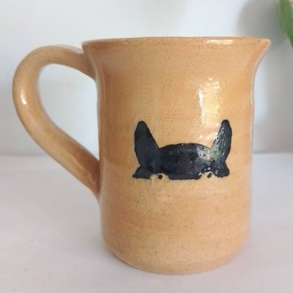 Cat mug , Hand made ceramic funny Cat mug, Mug humerous black Cat