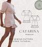Backless Ruffle Dress Sewing Pattern - Balloon Sleeve, Fitted Waist (PDF)