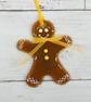 Fused Glass Gingerbread Person with a ZigZag Cuff  & Mustard Embellishments - Image 2