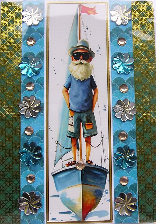 Sailing Grandad - Hand Crafted 3D Decoupage Greeting Card - Blank - 3294