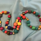 Unique wooden beaded necklace. Hand painted. 