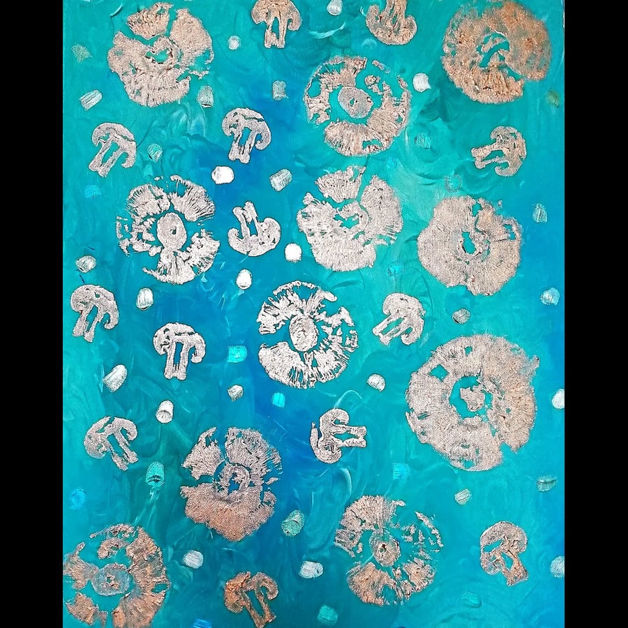 Mushroom Prints  (Original Pearl Acrylic Painting) 