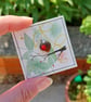 Handmade Sea Glass Robin - Original Watercolour Mini Canvas Fridge Magnet - Image 2