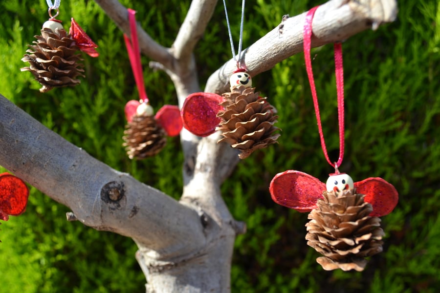 Christmas decorations - Hanging Fairy Pine Cones
