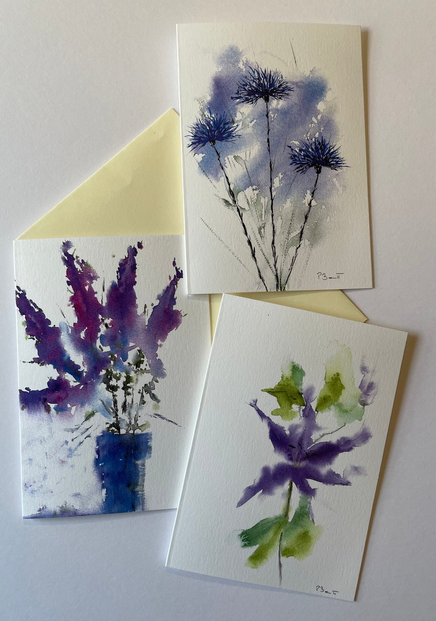 Three flower greeting cards 