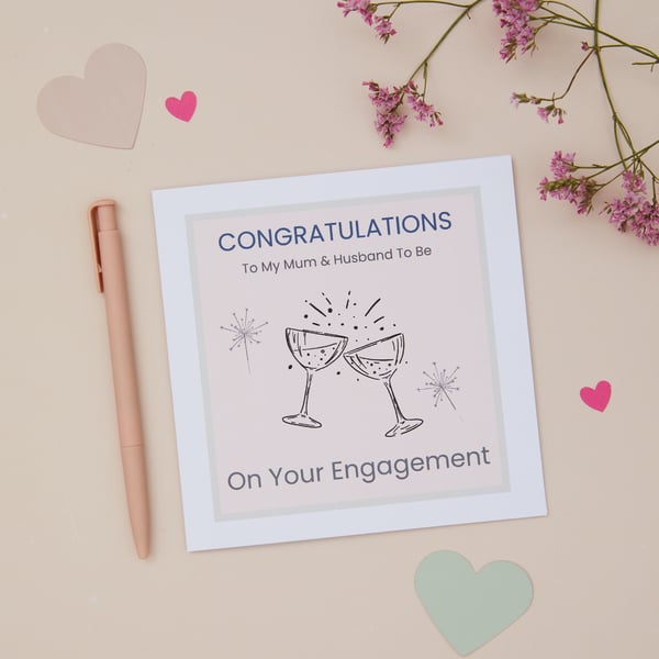 Mum & Husband To Be Engagement Card, Mum and Stepdad Engagement Congratulations