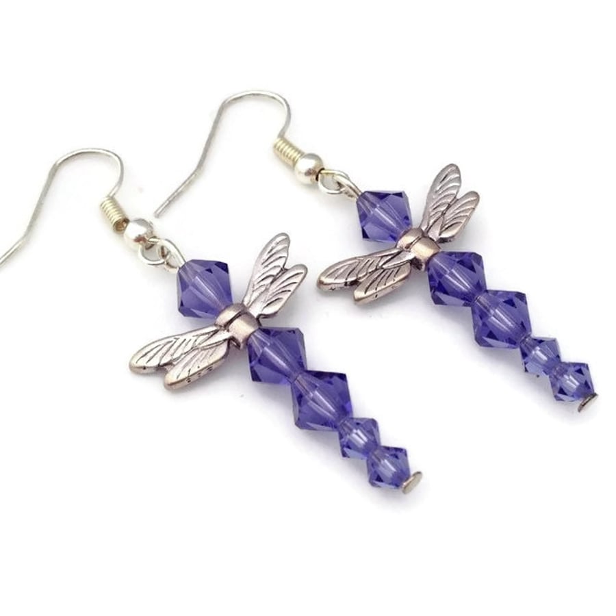 Purple Dragonfly Earrings