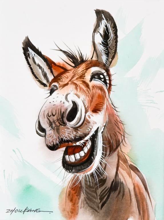Donkey Watercolour Painting – Original & One of a Kind – Fun & Delightful