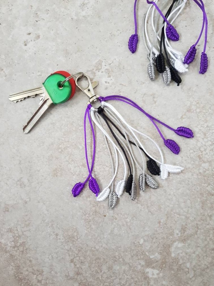 Asexual Keychain, Ace flag  Macrame Keyring, Pride bag charm, Ace Pride gifts