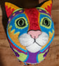 Larger than life felt cat head wall mount 'El Gato Loco'