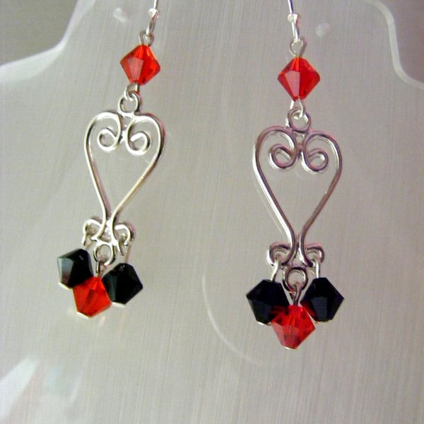 Seconds Sunday Black and Red Crystal Earrings