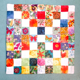 Floral patchwork cushion cover, one of a kind