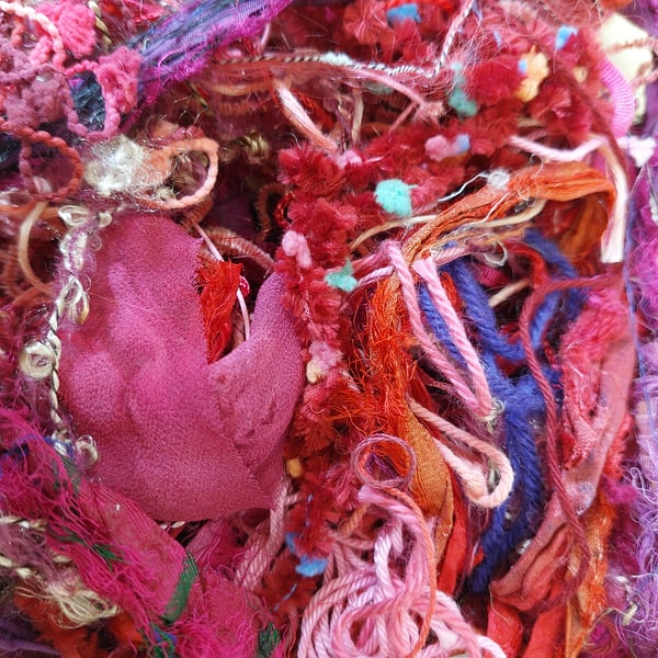 Pack of Textured Yarns Fibres Ideal Mixed Media Collage Embroidery