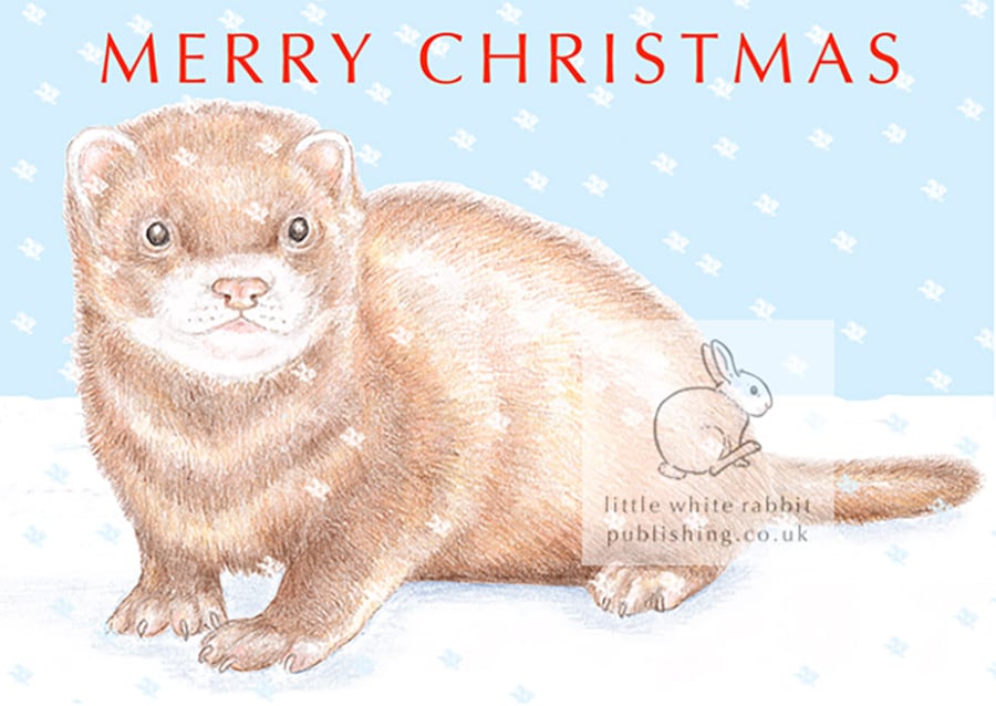 Felix the Ferret in the Snow - Christmas Card