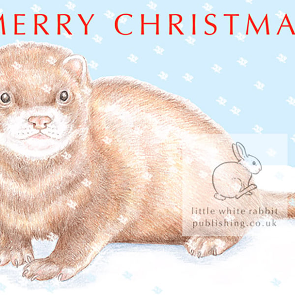 Felix the Ferret in the Snow - Christmas Card