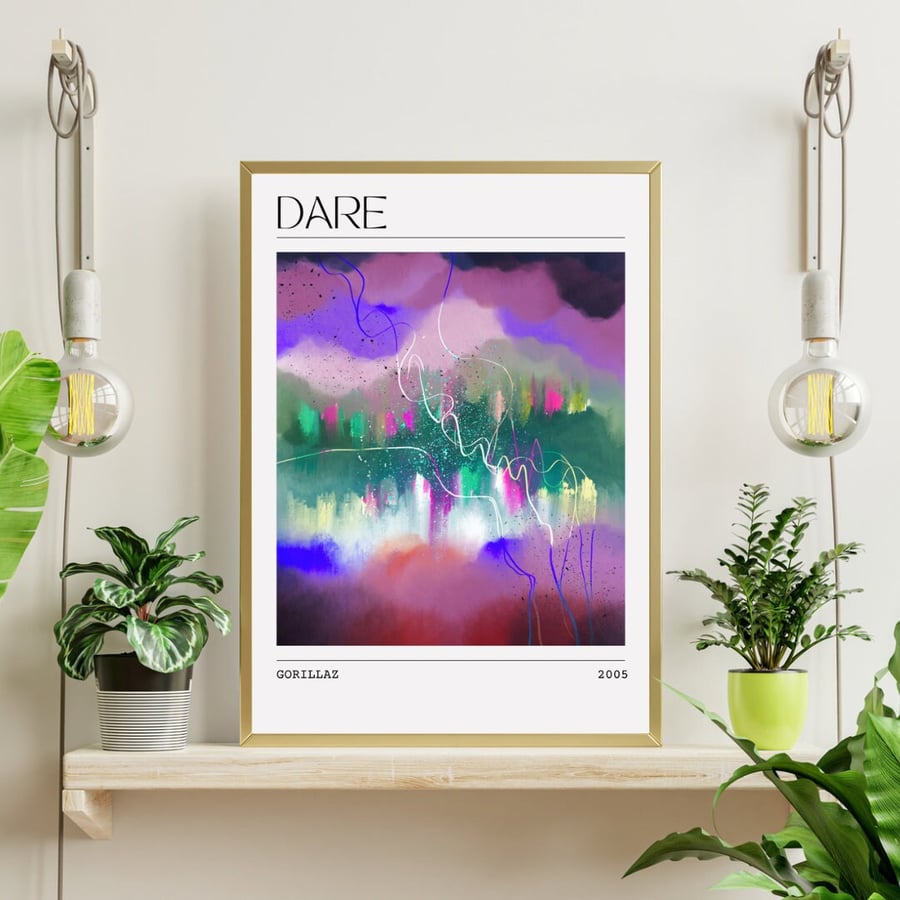Music Poster Gorillaz - Dare Abstract Song Painting Art Print 2010s Decor Music