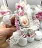 Set of 4 Pink Shabby Chic Christmas Baubles with Lace and Roses - Image 5