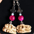 Funny dino skull summerween earrings 
