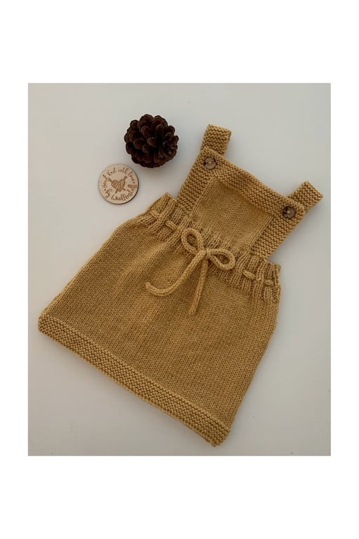 Made To Order Handknitted Ember Baby Dress 6 sizes. Any Colour.