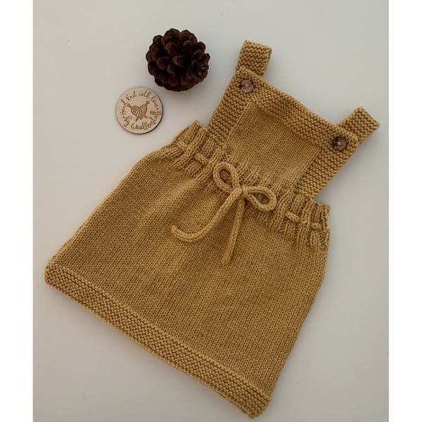 Made To Order Handknitted Ember Baby Dress 6 sizes. Any colour.