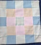 Pastel patchwork cushion cover. Pink, blue & peach. 37x37 cm. Wrapover back.  - Image 3