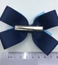 Navy and Light Blue Double Layer Bow with Navy Loops on Clip - Image 3